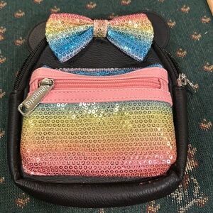￼ Minnie mouse sequin colorful, mini bag loungefly ￼ that attaches to your belt